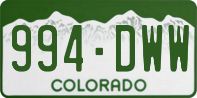 CO license plate 994DWW