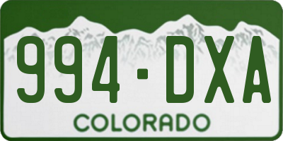 CO license plate 994DXA