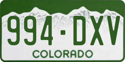 CO license plate 994DXV