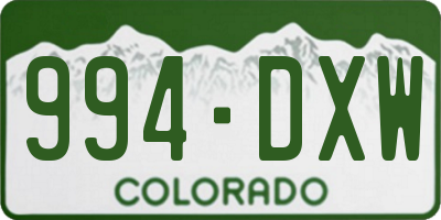 CO license plate 994DXW