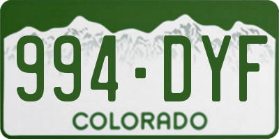 CO license plate 994DYF