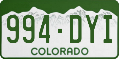 CO license plate 994DYI