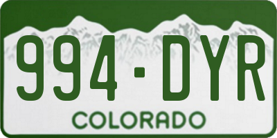 CO license plate 994DYR