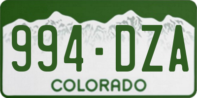 CO license plate 994DZA