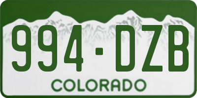 CO license plate 994DZB