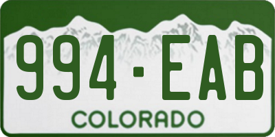 CO license plate 994EAB
