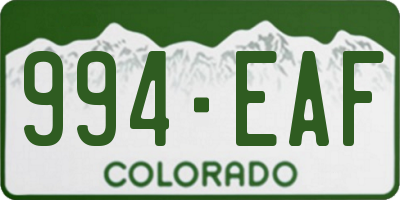 CO license plate 994EAF