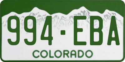 CO license plate 994EBA