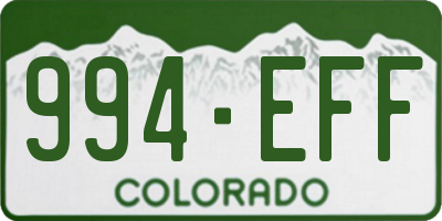 CO license plate 994EFF