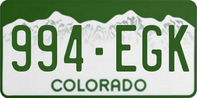 CO license plate 994EGK