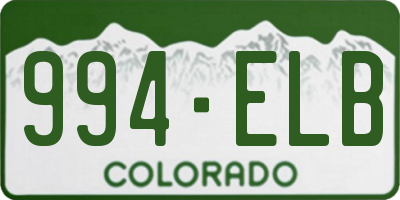 CO license plate 994ELB