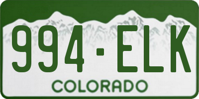 CO license plate 994ELK