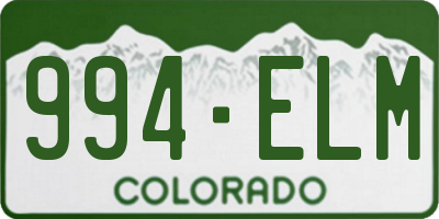 CO license plate 994ELM