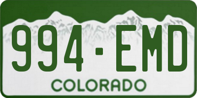 CO license plate 994EMD