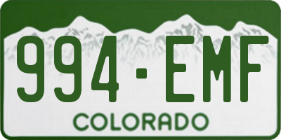 CO license plate 994EMF