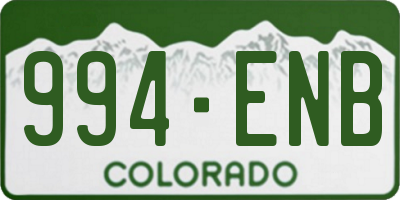 CO license plate 994ENB