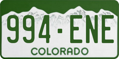CO license plate 994ENE