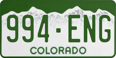 CO license plate 994ENG