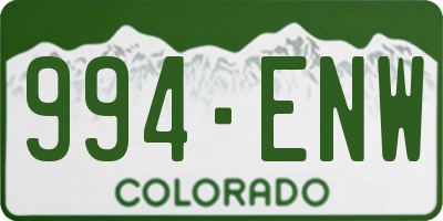 CO license plate 994ENW