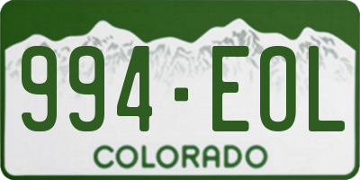 CO license plate 994EOL