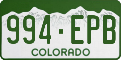 CO license plate 994EPB