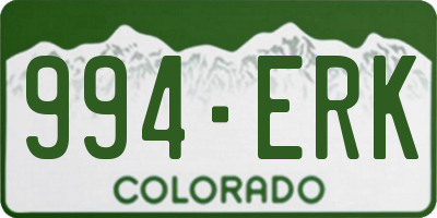 CO license plate 994ERK