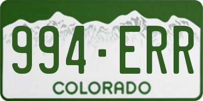 CO license plate 994ERR