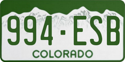 CO license plate 994ESB
