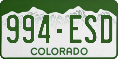 CO license plate 994ESD