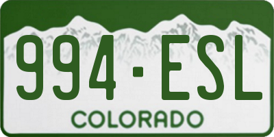 CO license plate 994ESL