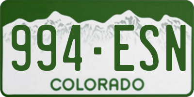 CO license plate 994ESN