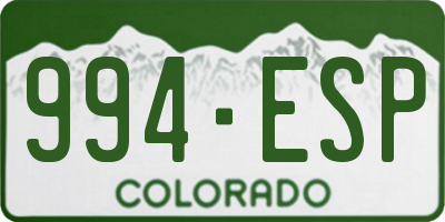 CO license plate 994ESP