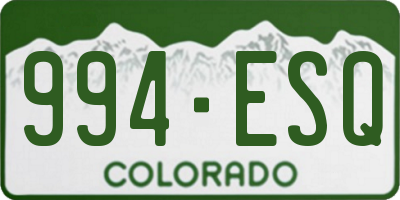 CO license plate 994ESQ