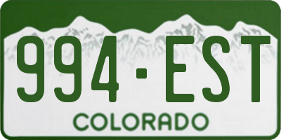 CO license plate 994EST