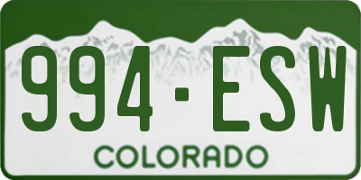 CO license plate 994ESW