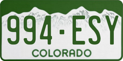 CO license plate 994ESY