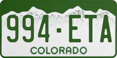 CO license plate 994ETA