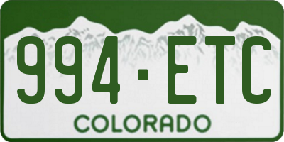 CO license plate 994ETC