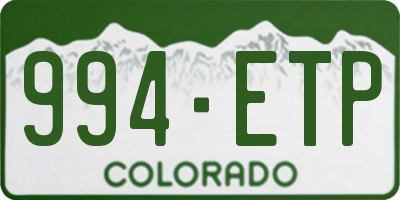 CO license plate 994ETP