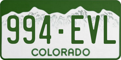 CO license plate 994EVL
