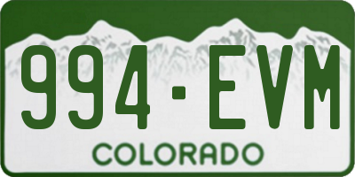 CO license plate 994EVM