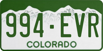 CO license plate 994EVR