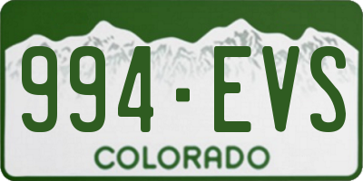 CO license plate 994EVS