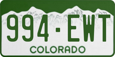 CO license plate 994EWT