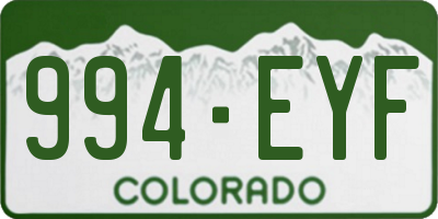 CO license plate 994EYF