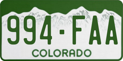 CO license plate 994FAA