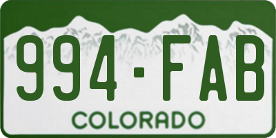 CO license plate 994FAB