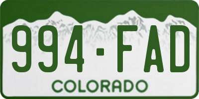 CO license plate 994FAD