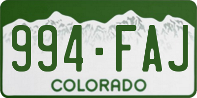 CO license plate 994FAJ