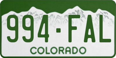 CO license plate 994FAL